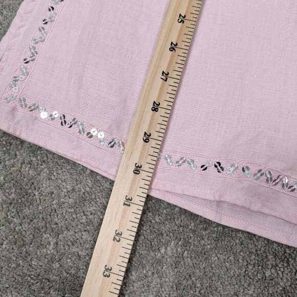 LC Waikiki Women's 100% Linen Tunic Shirt Size Large Mini Dress Bohemian Sequins - Picture 8 of 10